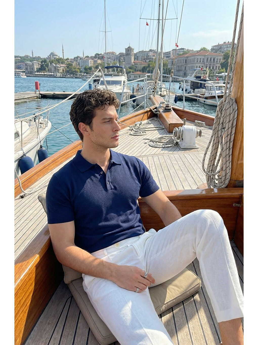 Lacivert Surin Premium Pamuk Triko Polo Yaka Regular Fit Erkek Tişört-5