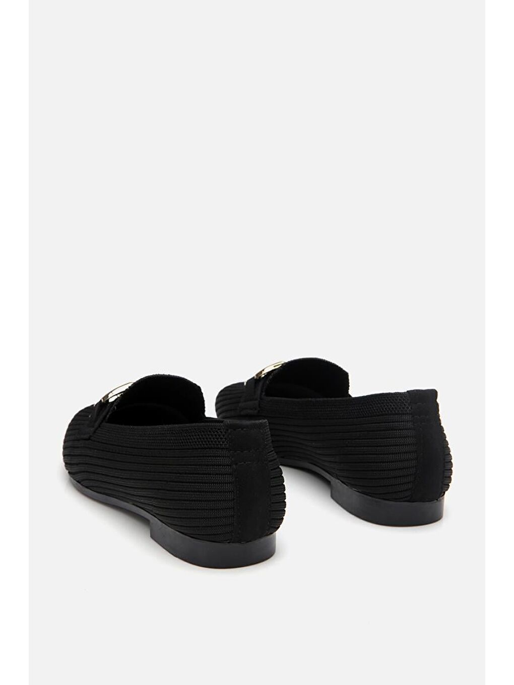 Kadın Siyah Örgü Detaylı Tokalı Günlük Loafer-8