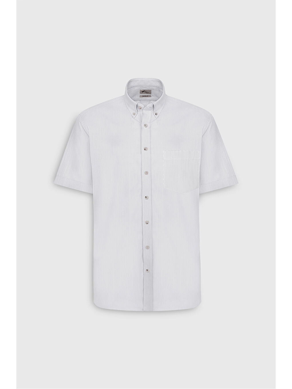 Erkek Beyaz Comfort Fit Rahat Kesim Gizli Düğmeli Yaka Keten Görünümlü %100 Pamuk Flamlı Gömlek-5