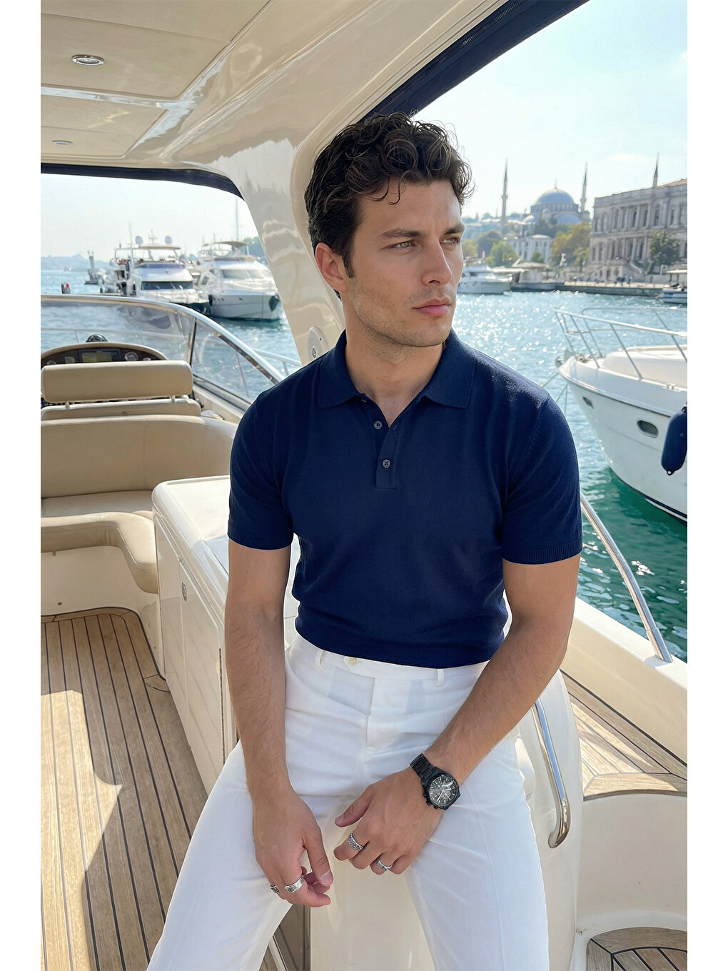 Lacivert Surin Premium Pamuk Triko Polo Yaka Regular Fit Erkek Tişört-6