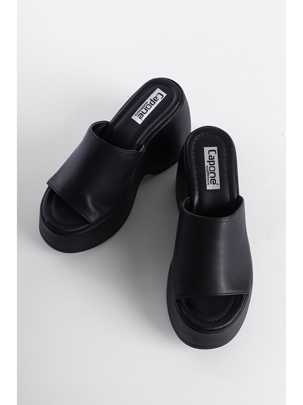 Siyah Yüksek Dolgu Topuk Kadın Terlik-3