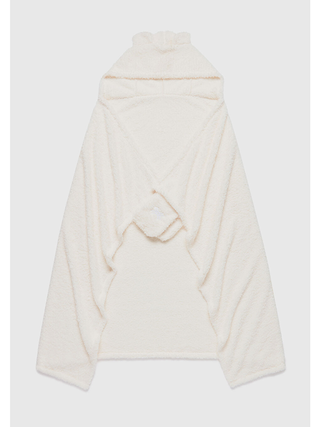 Kadın Bej Kapüşonunda Kulak Detaylı Battaniye