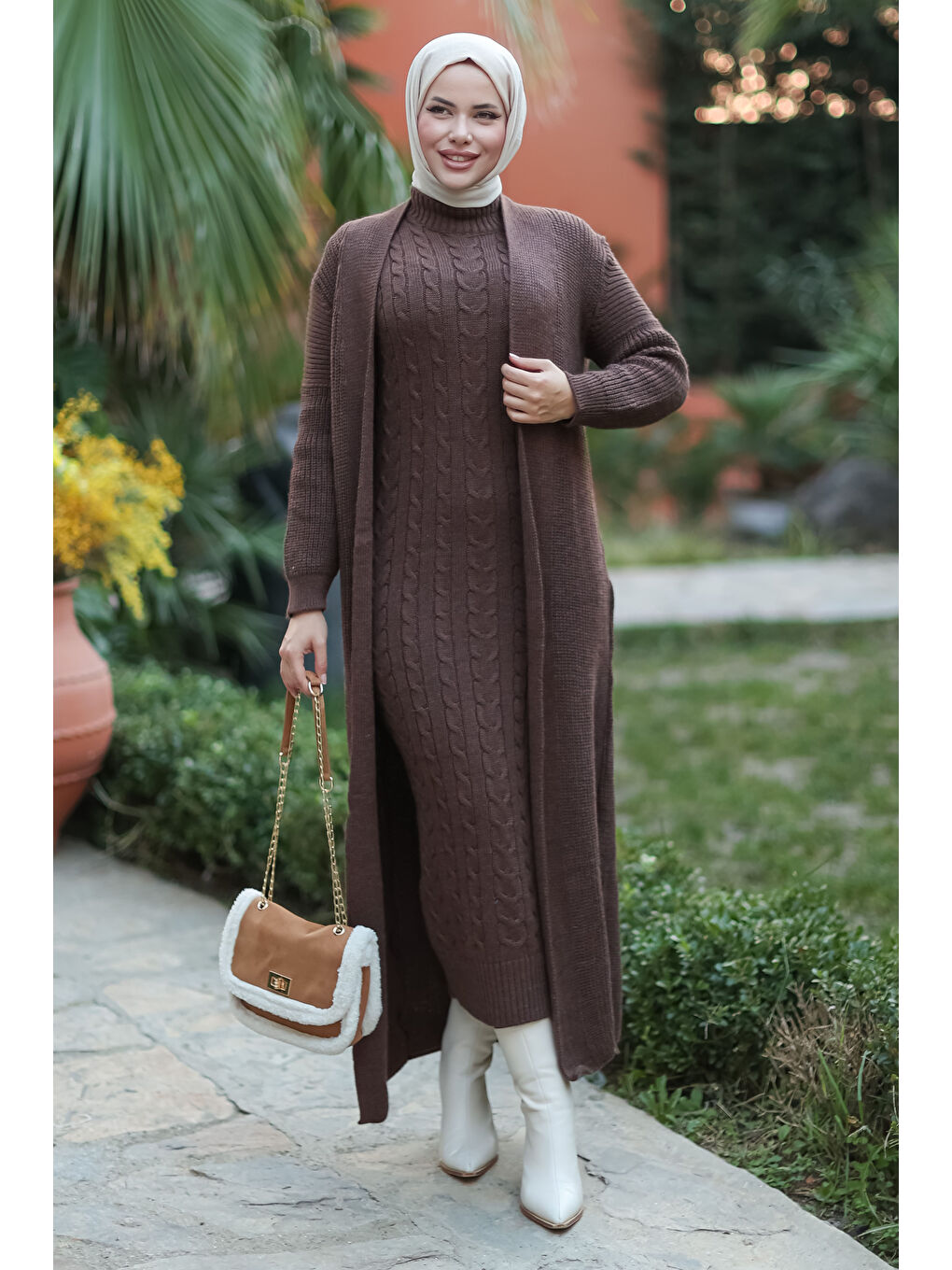 Kahverengi Triko İkili Takım Kahve - 27660-7