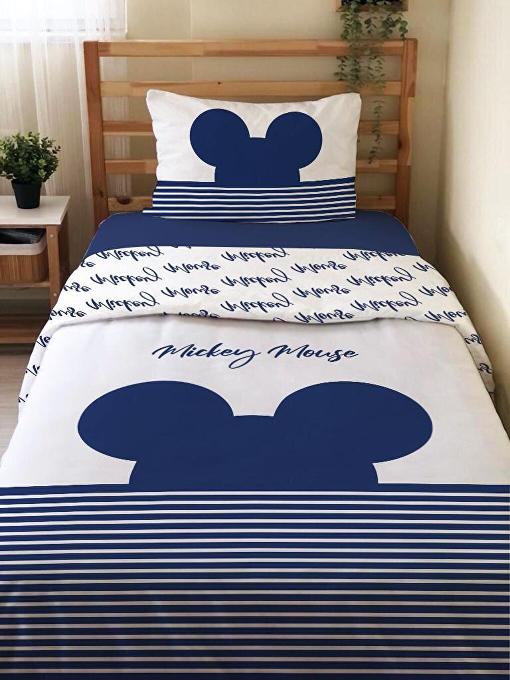 Karışık Çift Taraflı Fare Desenli Çarşafsız Takım Tek Kişilik Nevresim Takımı 160x220 Cm