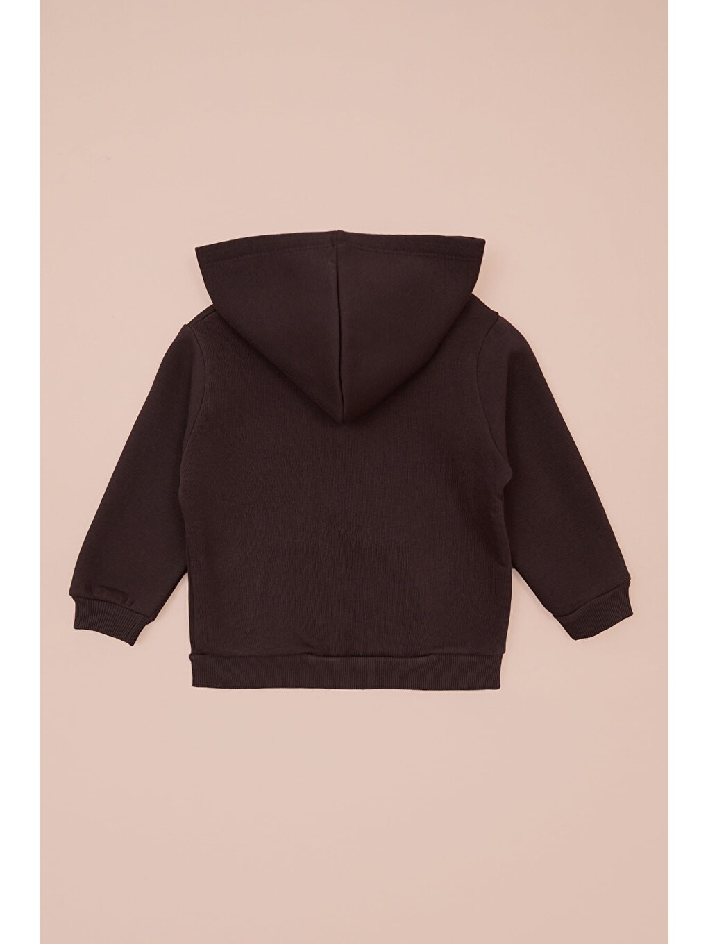 Kahverengi Kapüşonlu Fermuarlı Unisex Çocuk Sweatshirt-2