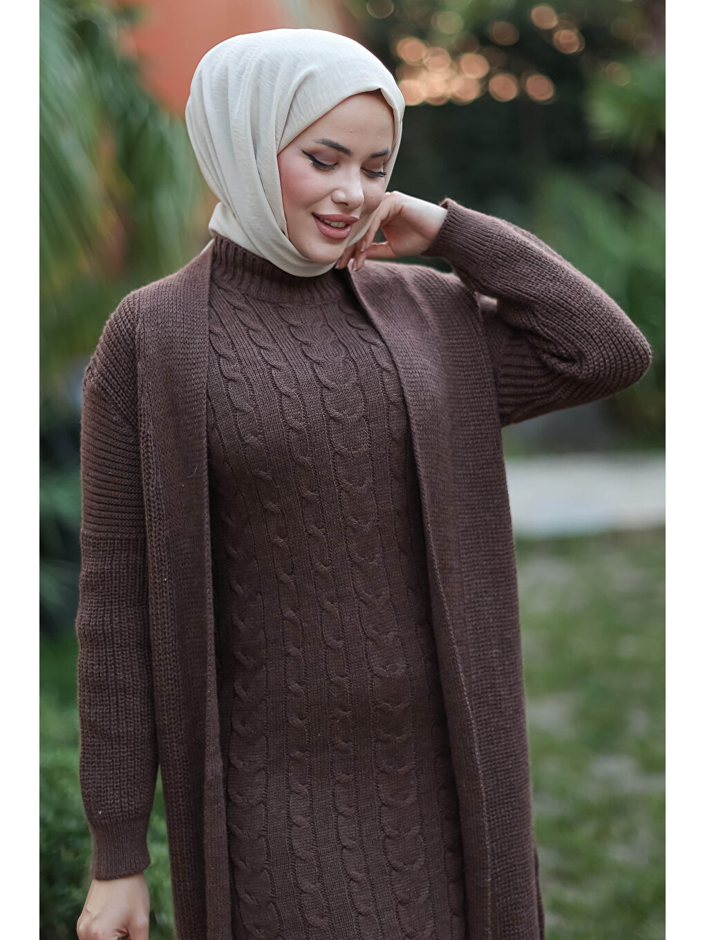 Kahverengi Triko İkili Takım Kahve - 27660-8