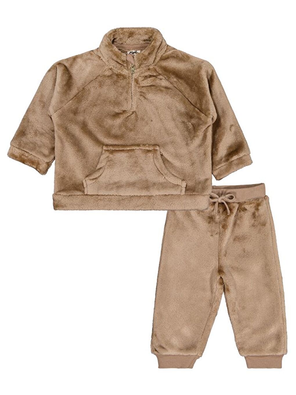 Kahverengi Baby Yarım Fermuar 6-18 Ay Takım