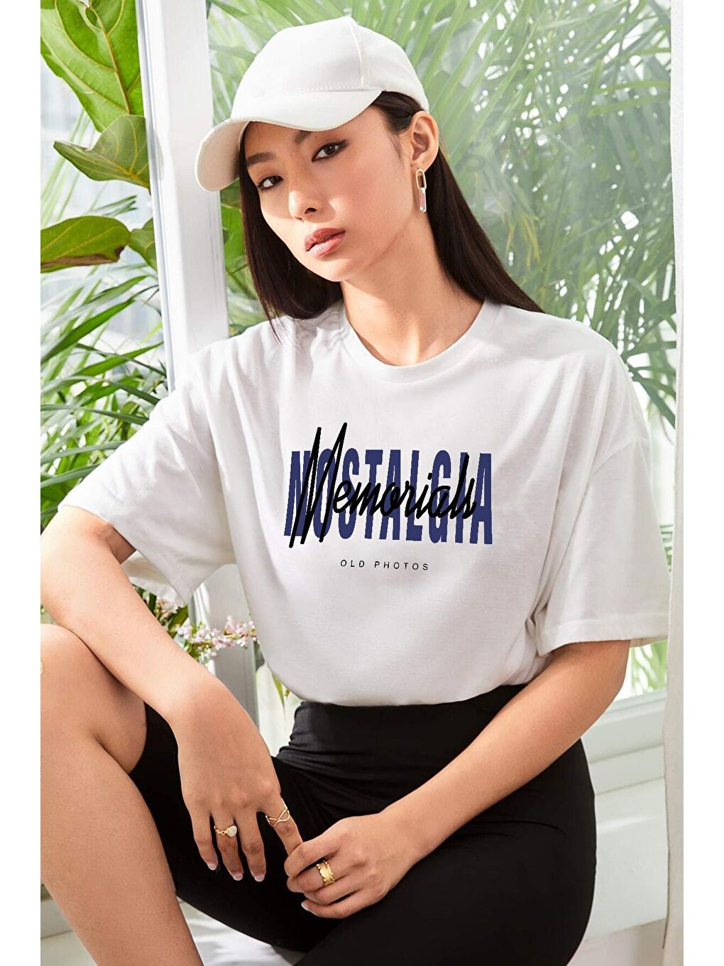 uyguntarz Beyaz Unisex Nostalgia Baskılı Oversize Tshirt