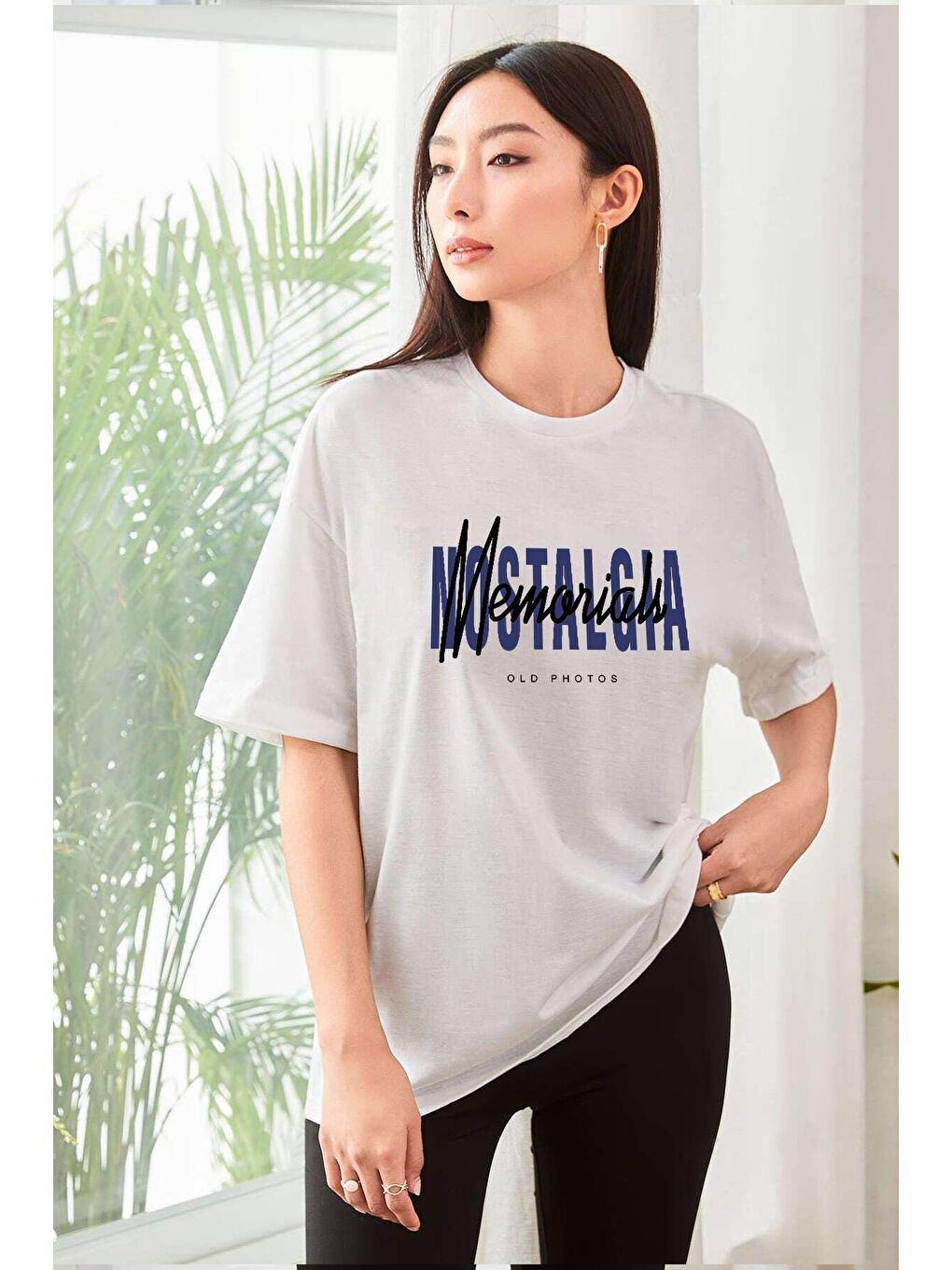 uyguntarz Beyaz Unisex Nostalgia Baskılı Oversize Tshirt - 1