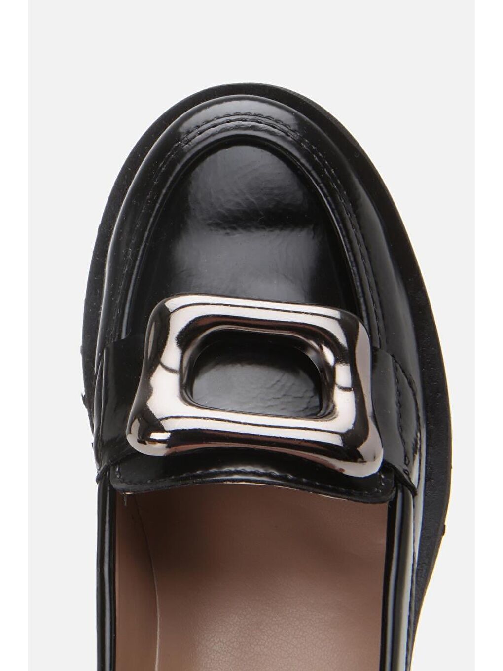 Kadın Rugan Siyah Tokalı Günlük Loafer-3