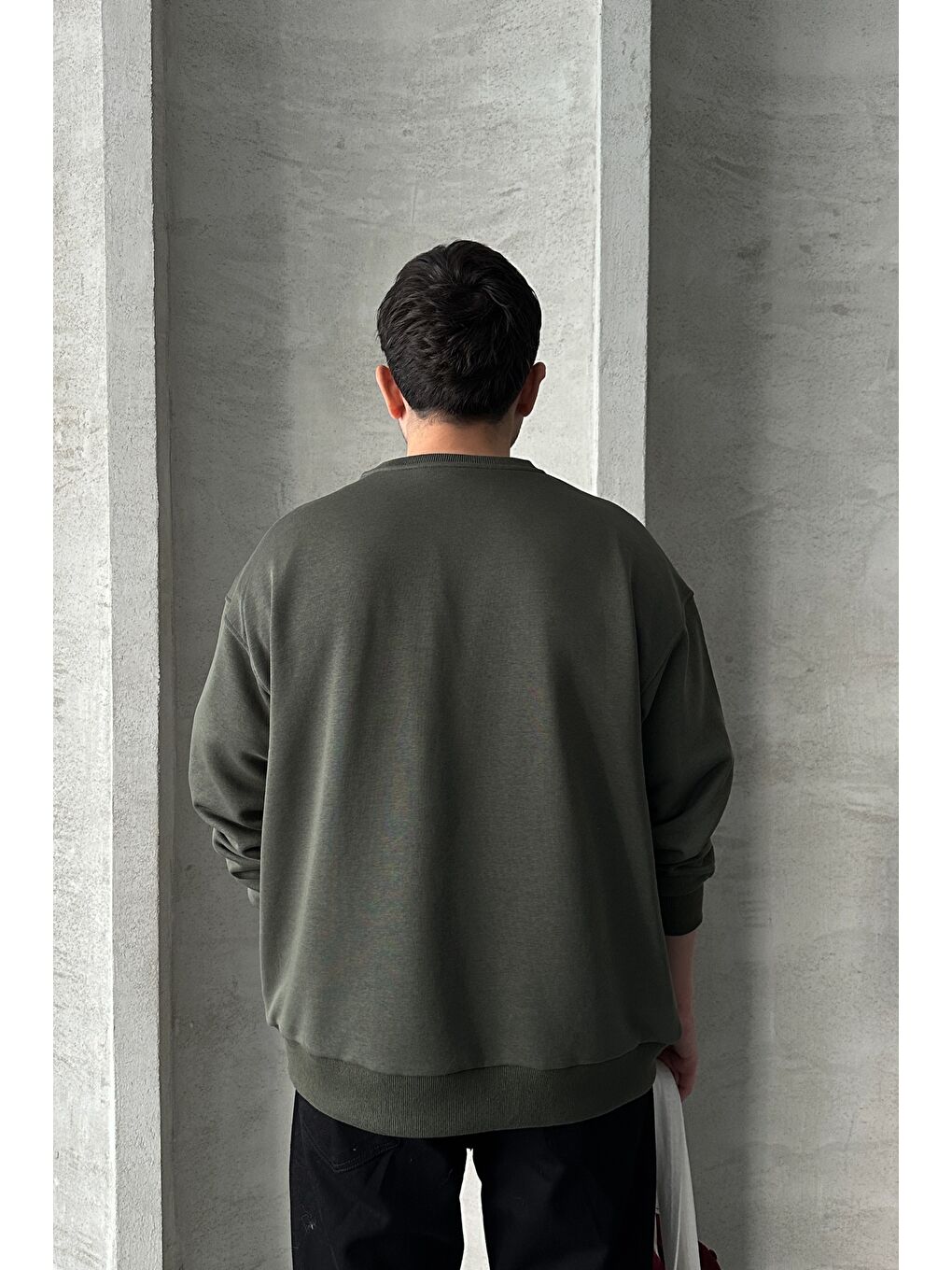 Haki Erkek Seattle Baskılı Oversize Sweatshirt-4