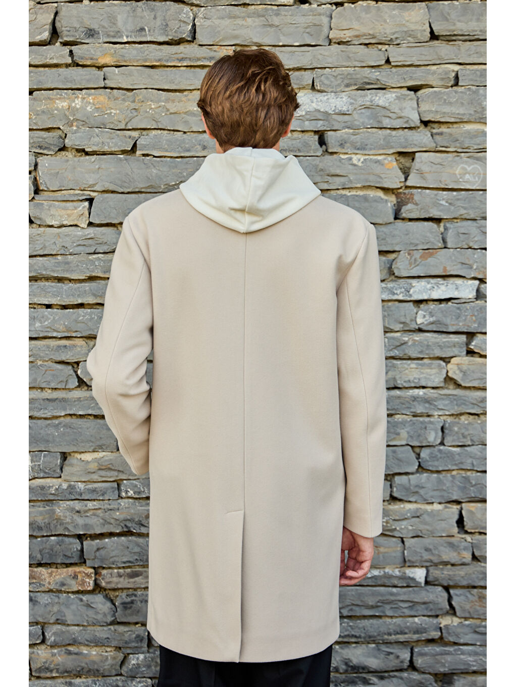 Erkek Rahat Kesim Kaşe Palto Ekru-7