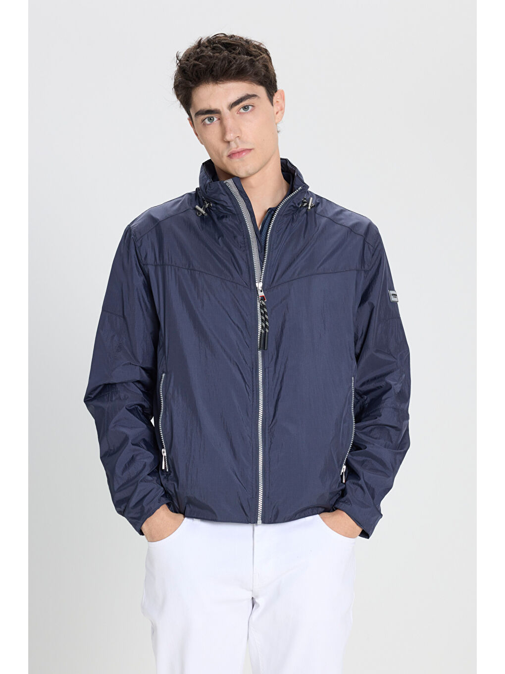 Erkek Lacivert Standart Fit Normal Kesim Dik Yaka Mont-2