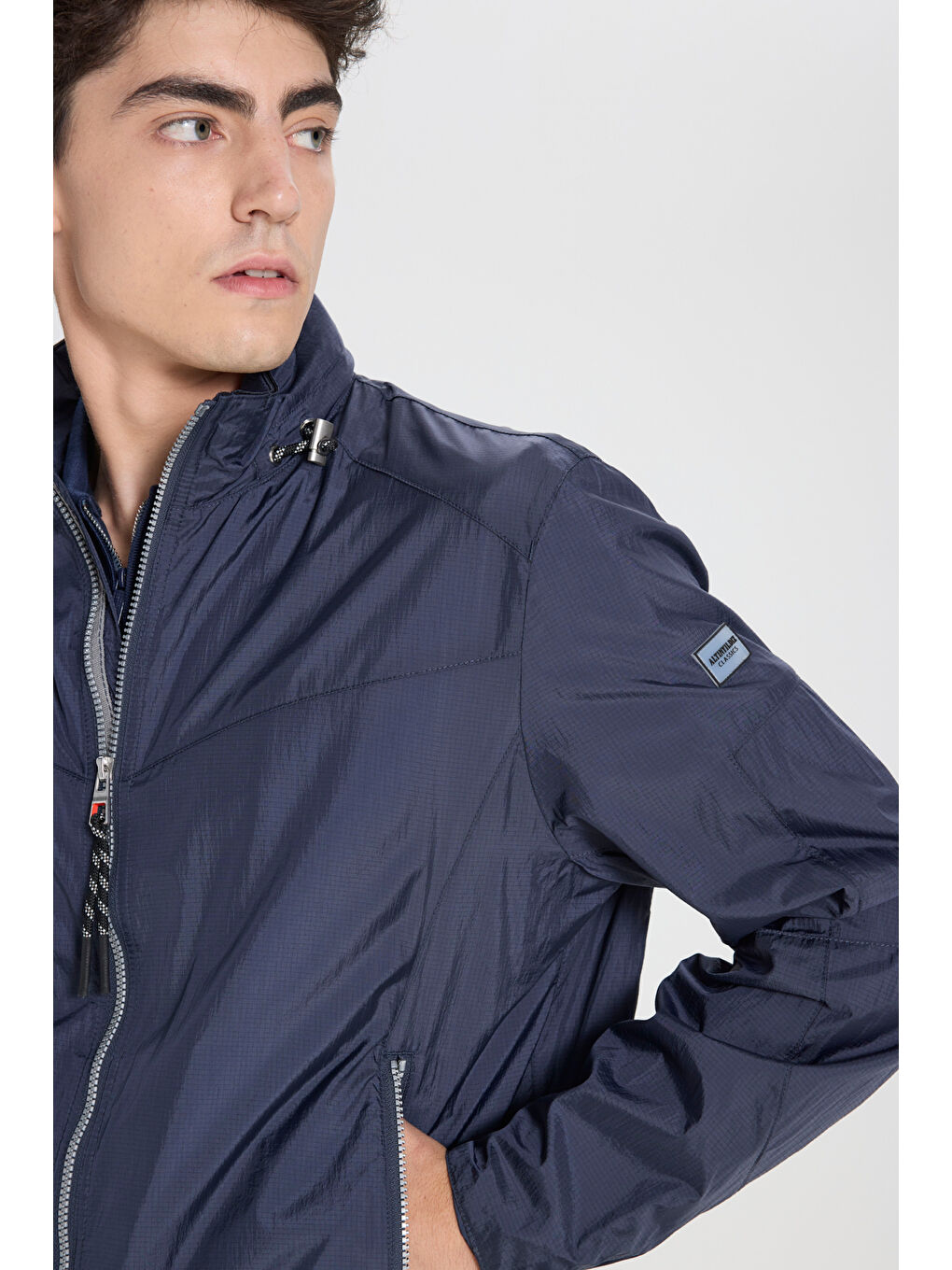 Erkek Lacivert Standart Fit Normal Kesim Dik Yaka Mont-3