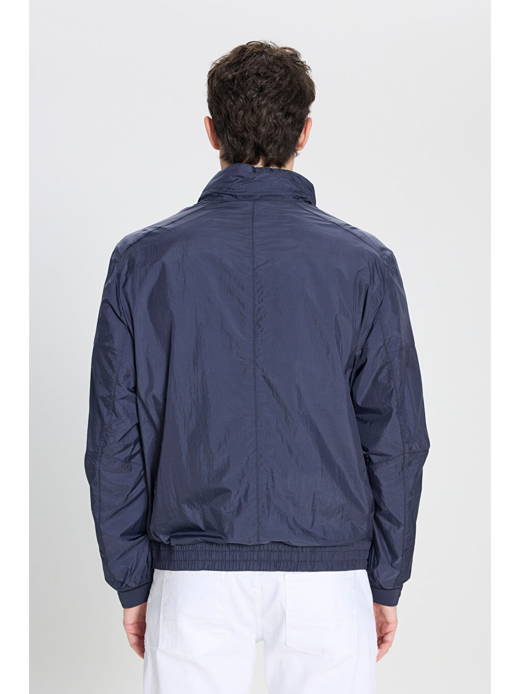 Erkek Lacivert Standart Fit Normal Kesim Dik Yaka Mont-4