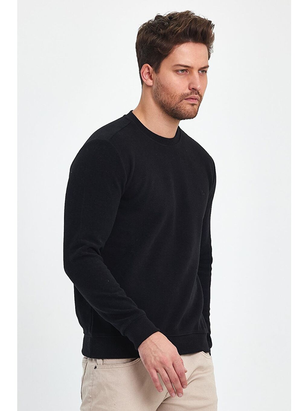 - Erkek Siyah Bisiklet Yaka Kazak-1