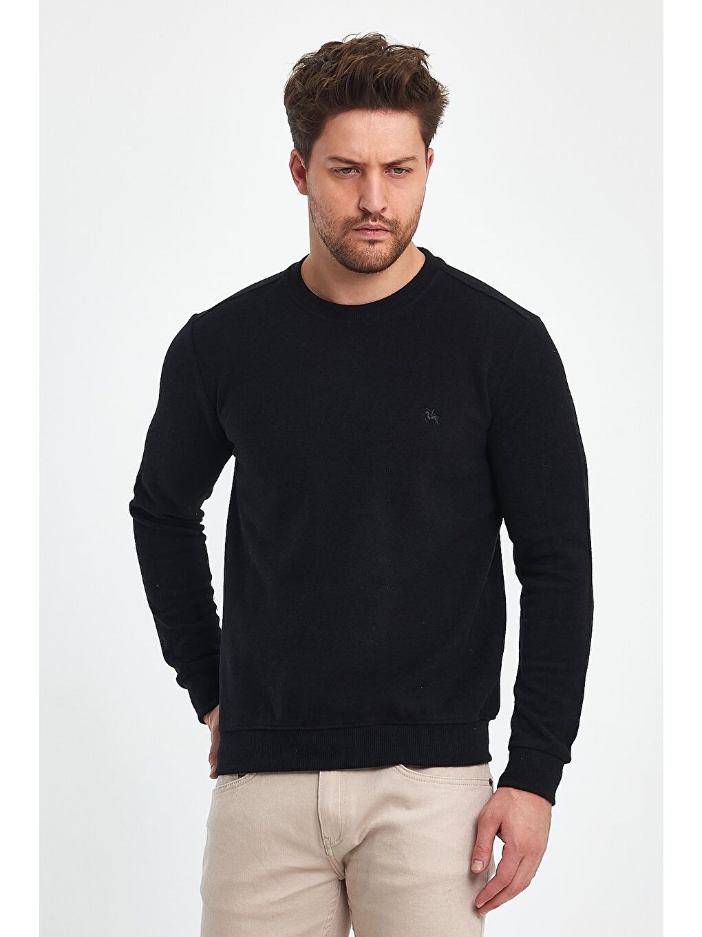 - Erkek Siyah Bisiklet Yaka Kazak-3