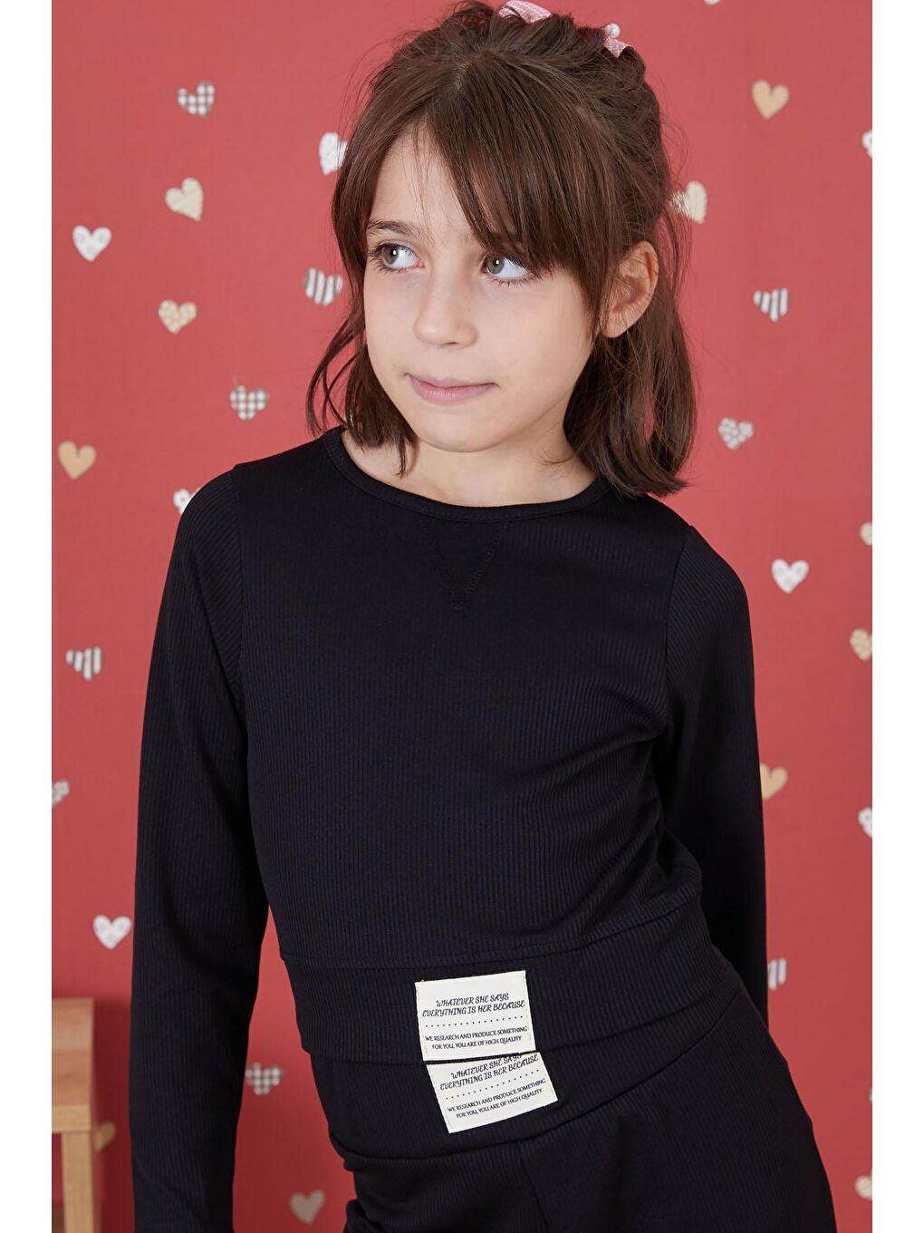 Siyah Fitilli İspanyol Paça Kız Çocuk Crop Takım 17261-3