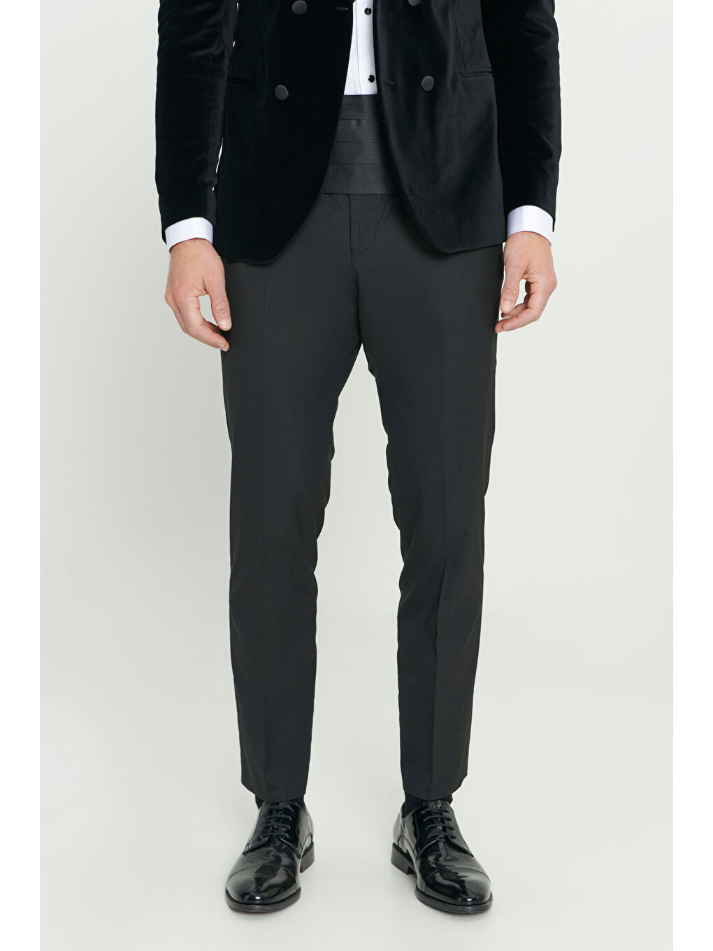 Erkek Siyah Slim Fit Dar Kesim Kırlangıç Yaka %100 Pamuk Kadife Smokin Takım-6