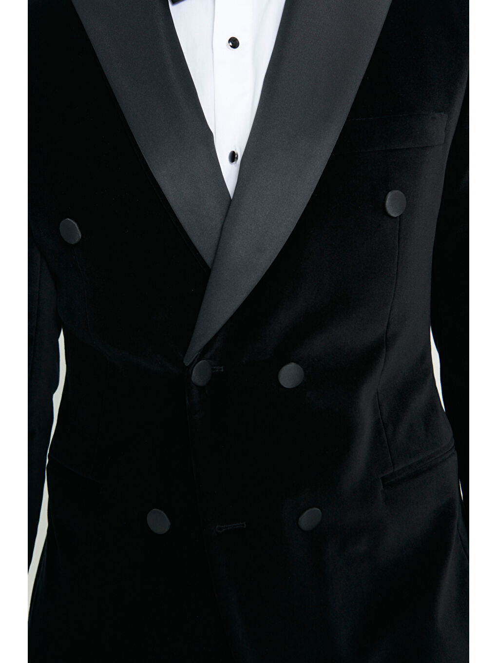 Erkek Siyah Slim Fit Dar Kesim Kırlangıç Yaka %100 Pamuk Kadife Smokin Takım-8