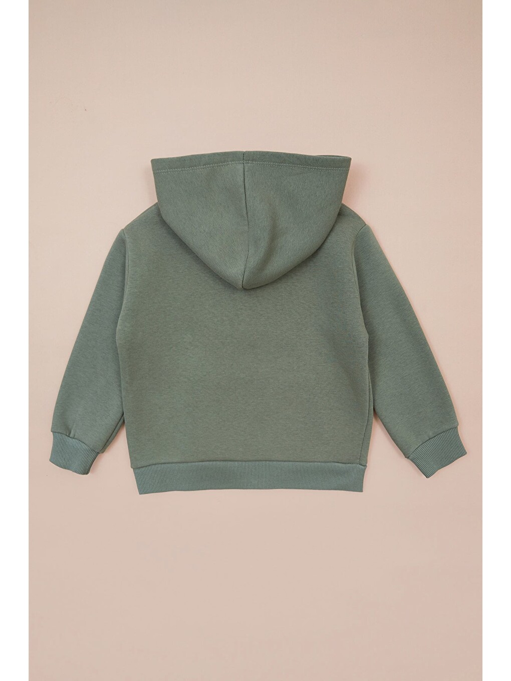 Haki Kapüşonlu Fermuarlı Unisex Çocuk Sweatshirt-2