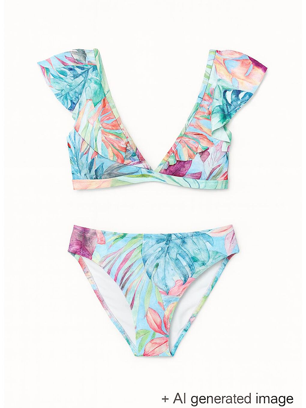 Fırfırlı Bikini Takım 3222 Mavi