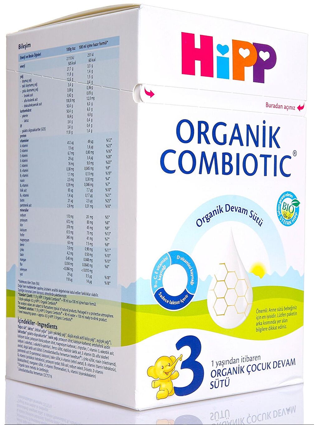 HiPP Renksiz 3 Combiotic Organik Devam Sütü 800 gr - 2