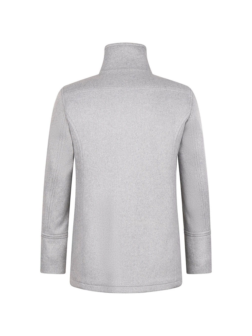 Gri Slim Fit Kruvaze Yünlü Kaşe Kaban-1