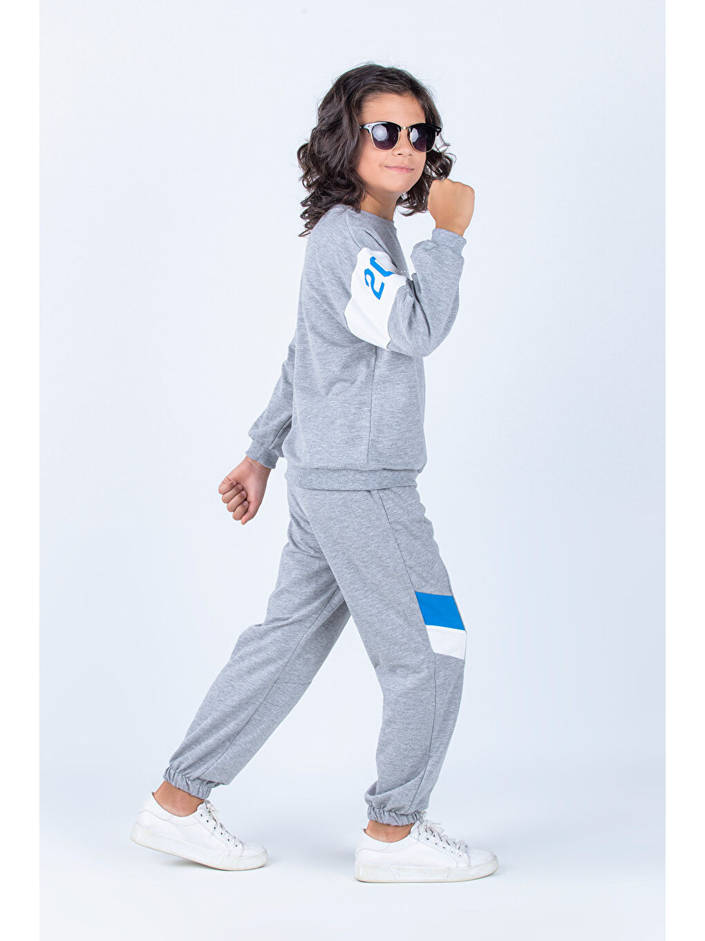 Gri Erkek Çocuk Better Baskılı Örme Basic Oversize Eşofman Takımı-1