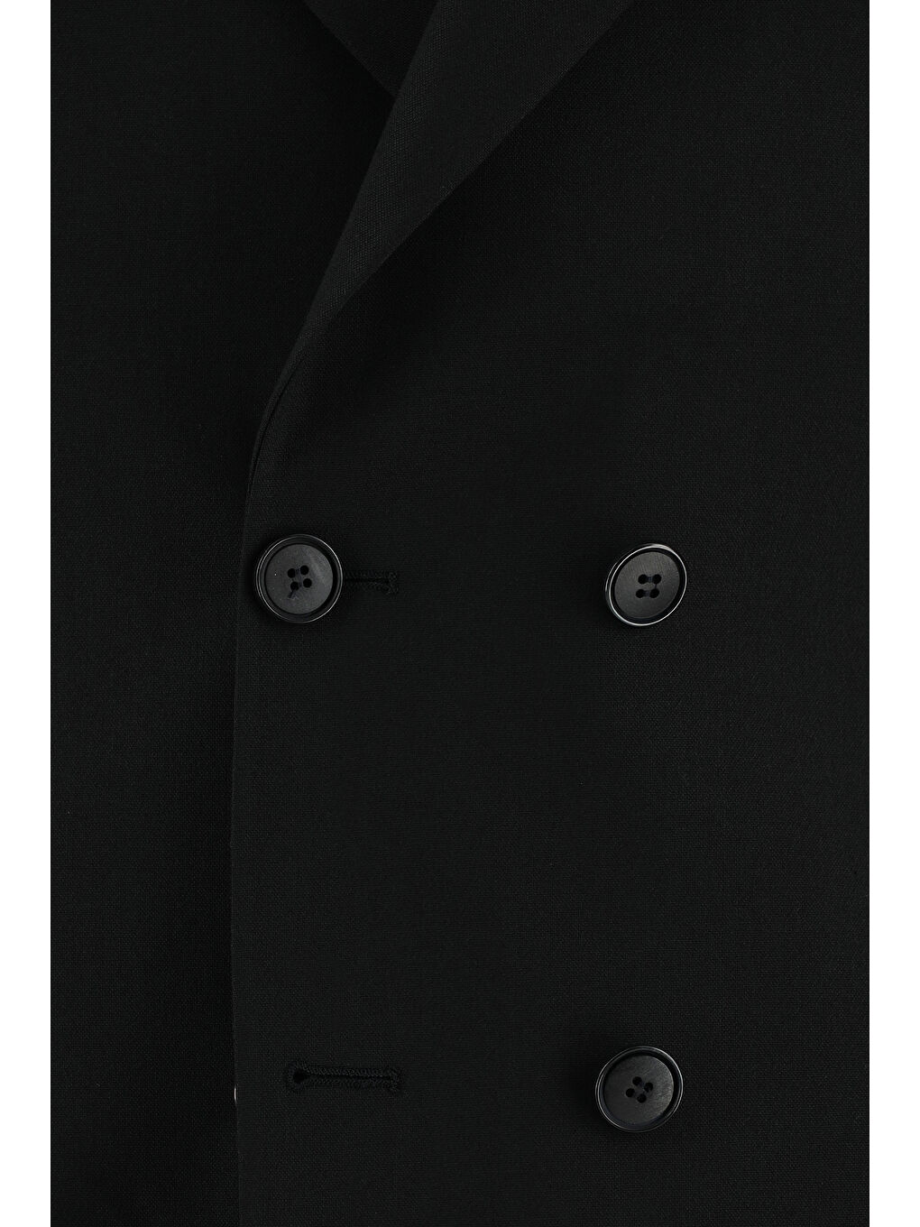 Siyah Regular Fit Yünlü Kruvaze Takım Elbise-3