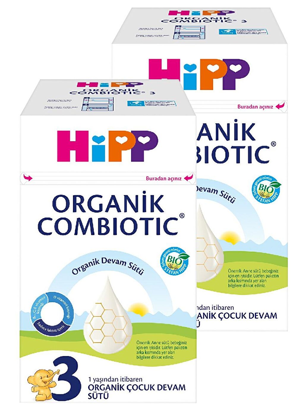 HiPP Renksiz 3 Combiotic Organik Devam Sütü 800 gr x 2 Adet