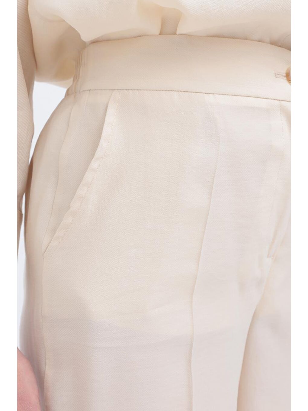 Ekru-Cepli Boru Paça Pantolon-3