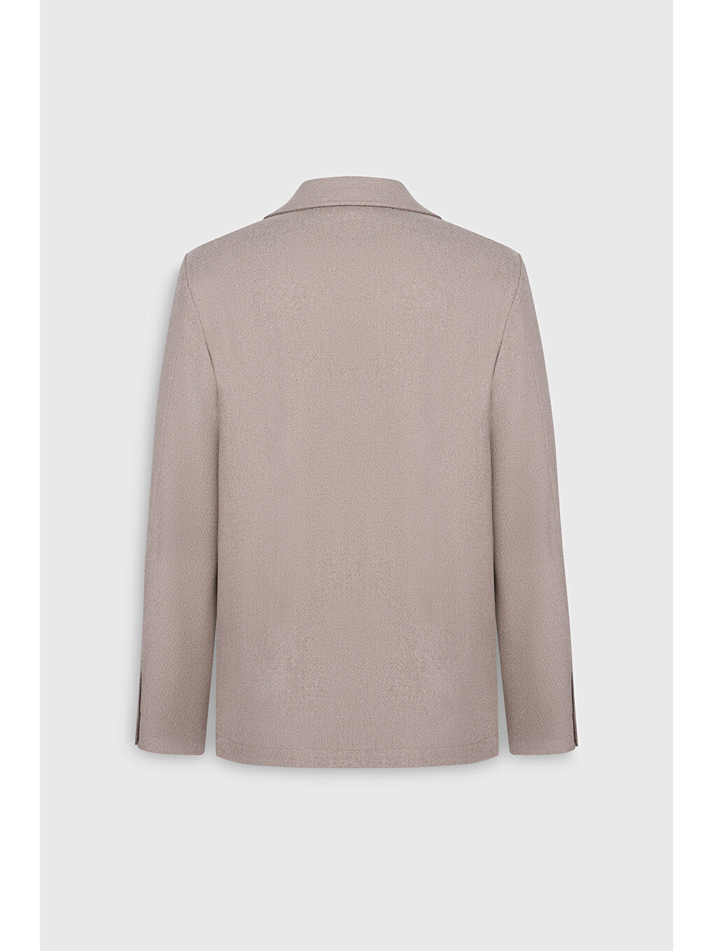 Erkek Bej Yünlü Comfort Fit Rahat Kesim Gömlek Yaka Diagonal Desenli Torba Cepli Ceket-9