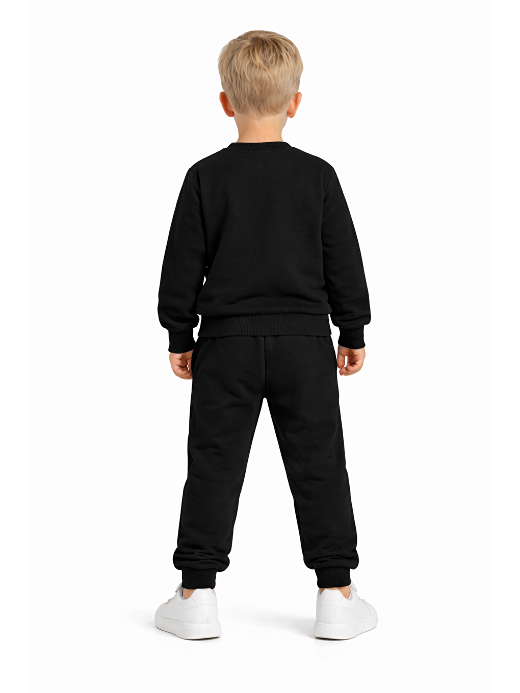 Bisiklet Yaka Yazı Baskılı Siyah Renk Erkek Çocuk Eşofman Takımı-2