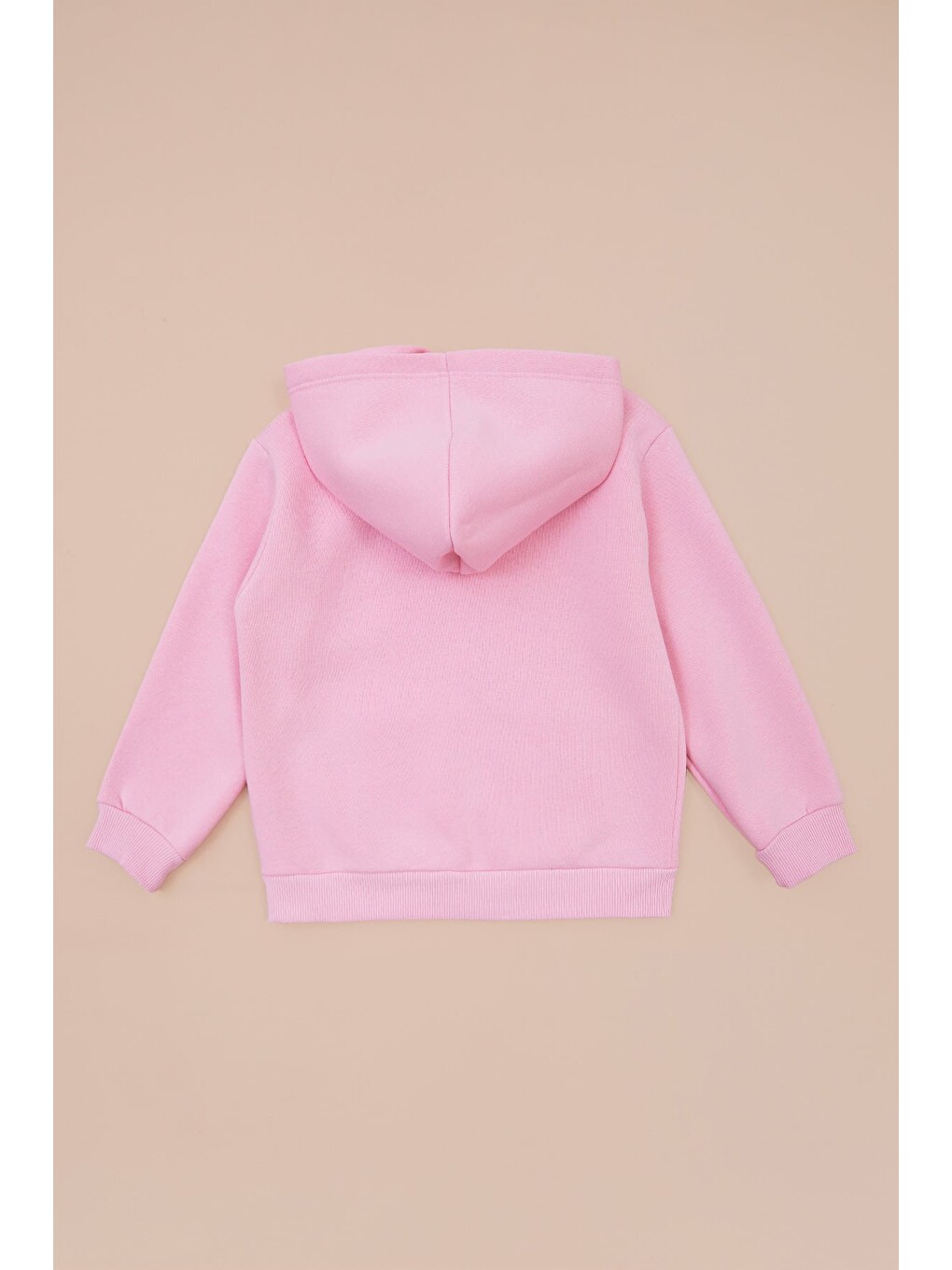 Pembe Kapüşonlu Fermuarlı Unisex Çocuk Sweatshirt-2