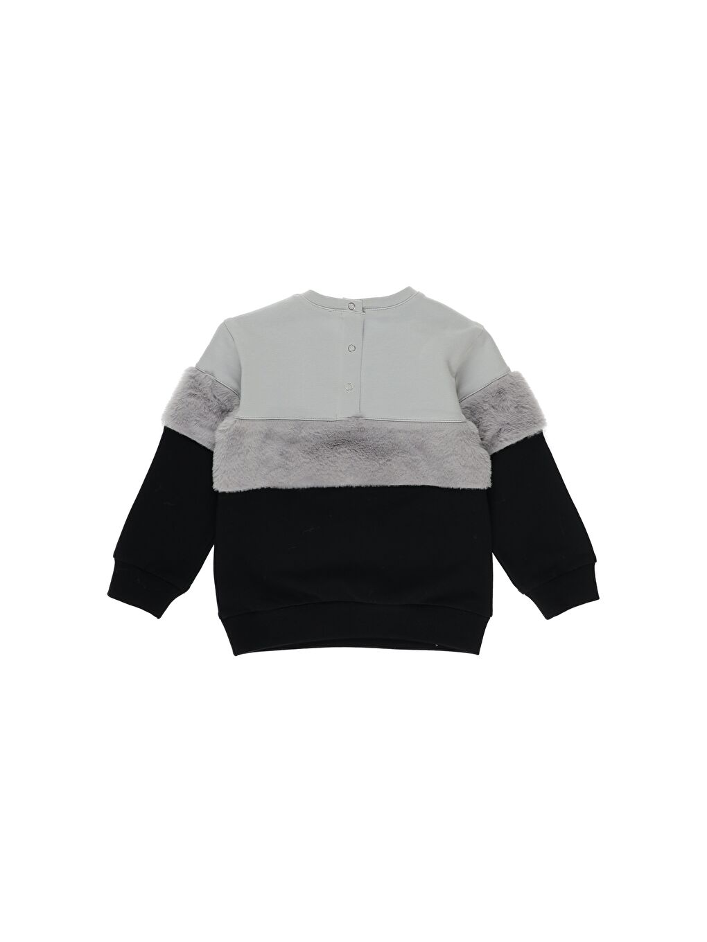 Panço Gri Kız Çocuk  Pelüş Detaylı Yazı Nakışlı Sweatshirt - 1