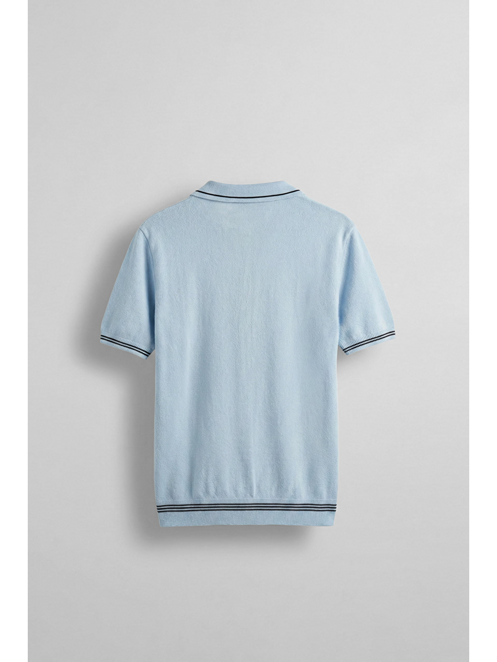 Erkek Regular Fit Saç Örgü Detaylı Triko Polo Yaka T Shirt Mavi-1