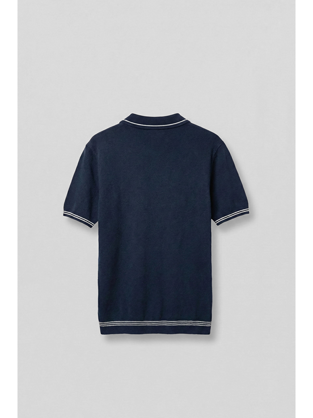 Erkek Regular Fit Saç Örgü Detaylı Triko Polo Yaka T Shirt Lacivert-1