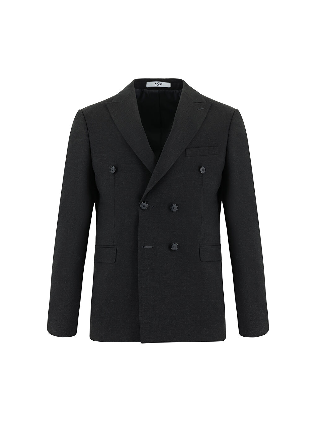 Gri Slim Fit Dar Kesim Yünlü Kruvaze Takım Elbise-1