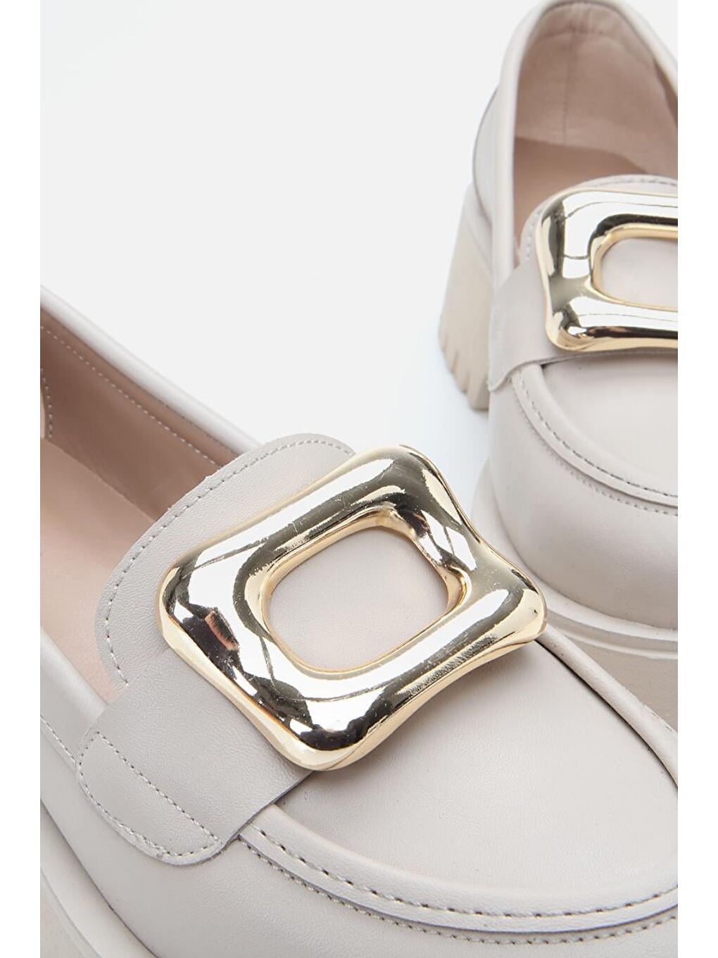 Kadın Bej Tokalı Günlük Loafer-4