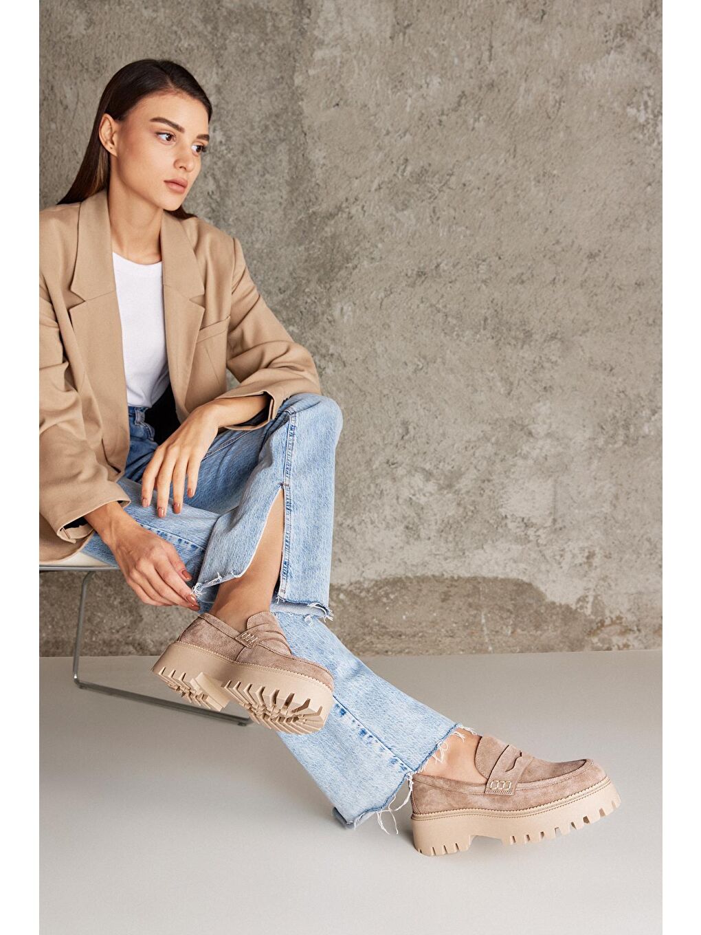 Bej Kadın Hakiki Deri Ayakkabı 1231000 5143 2 Koyu Vizon-1