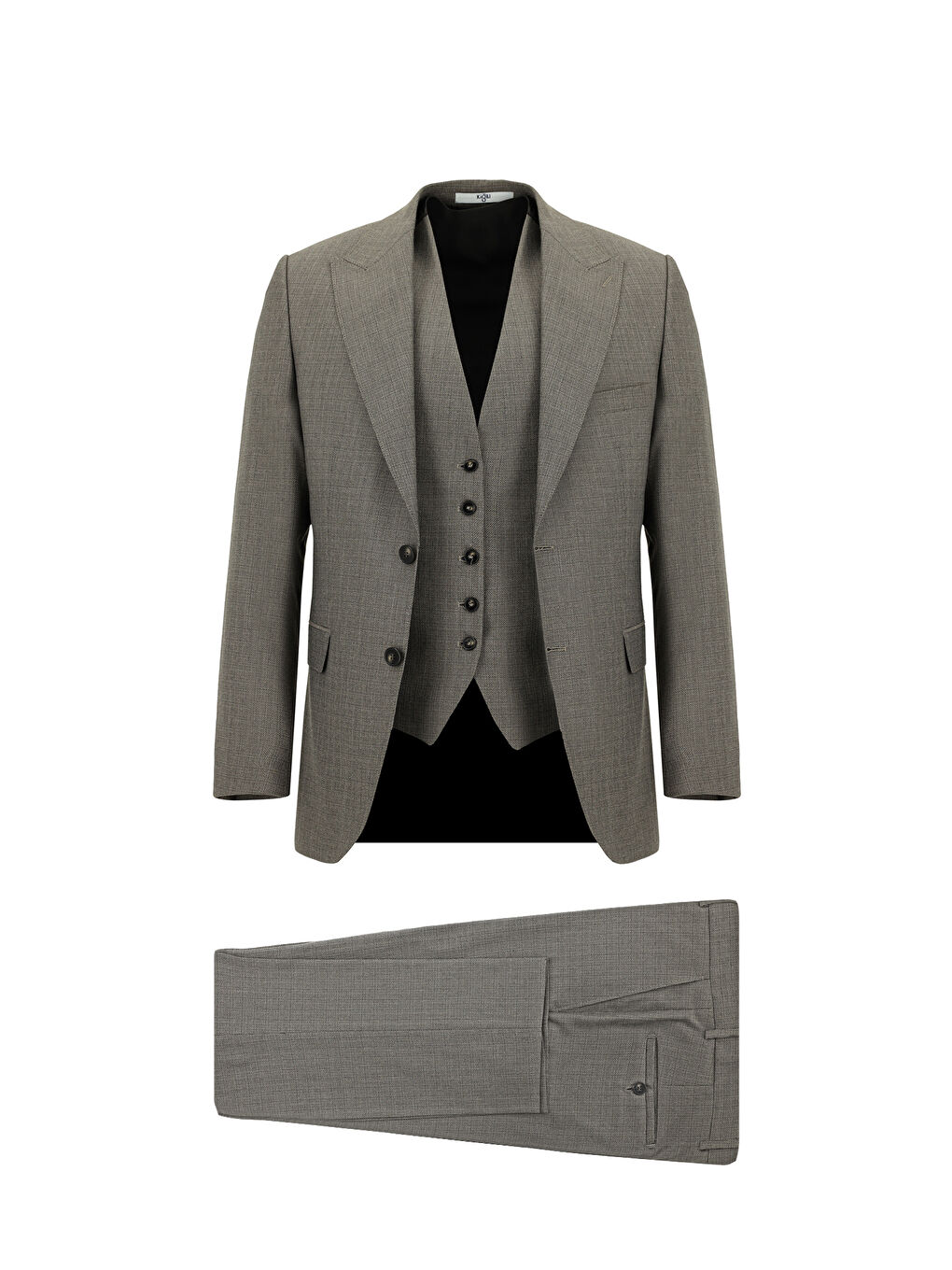 Kahverengi Slim Fit Dar Kesim Kombinli Yelekli Takım Elbise