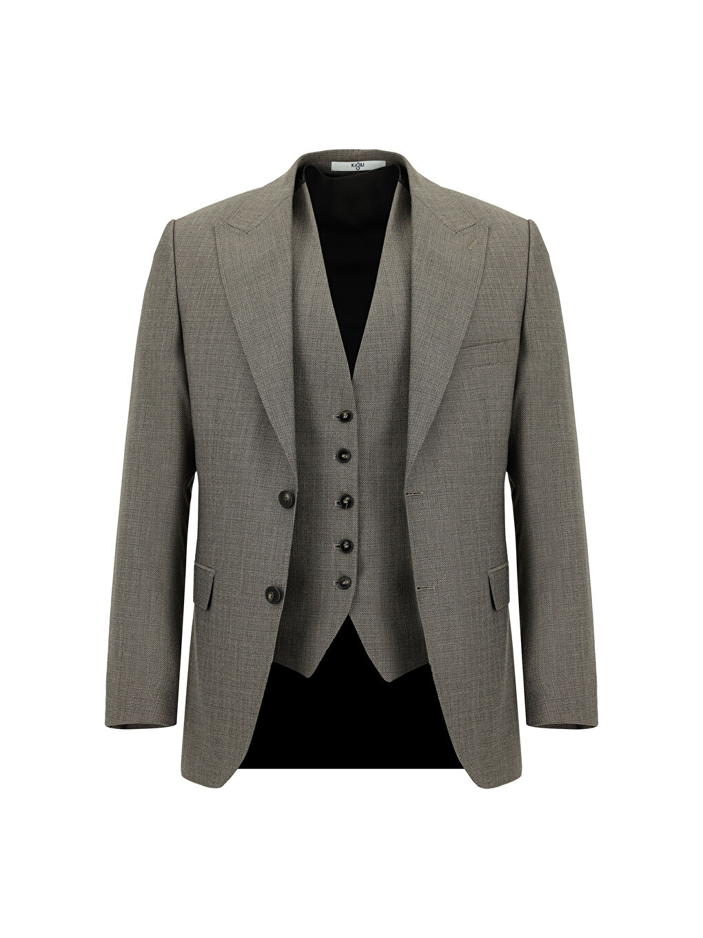 Kahverengi Slim Fit Dar Kesim Kombinli Yelekli Takım Elbise-1