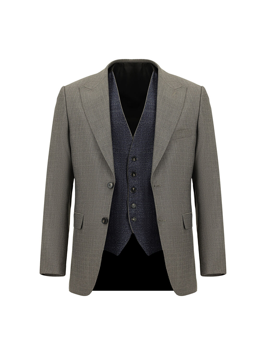 Kahverengi Slim Fit Dar Kesim Kombinli Yelekli Takım Elbise-5