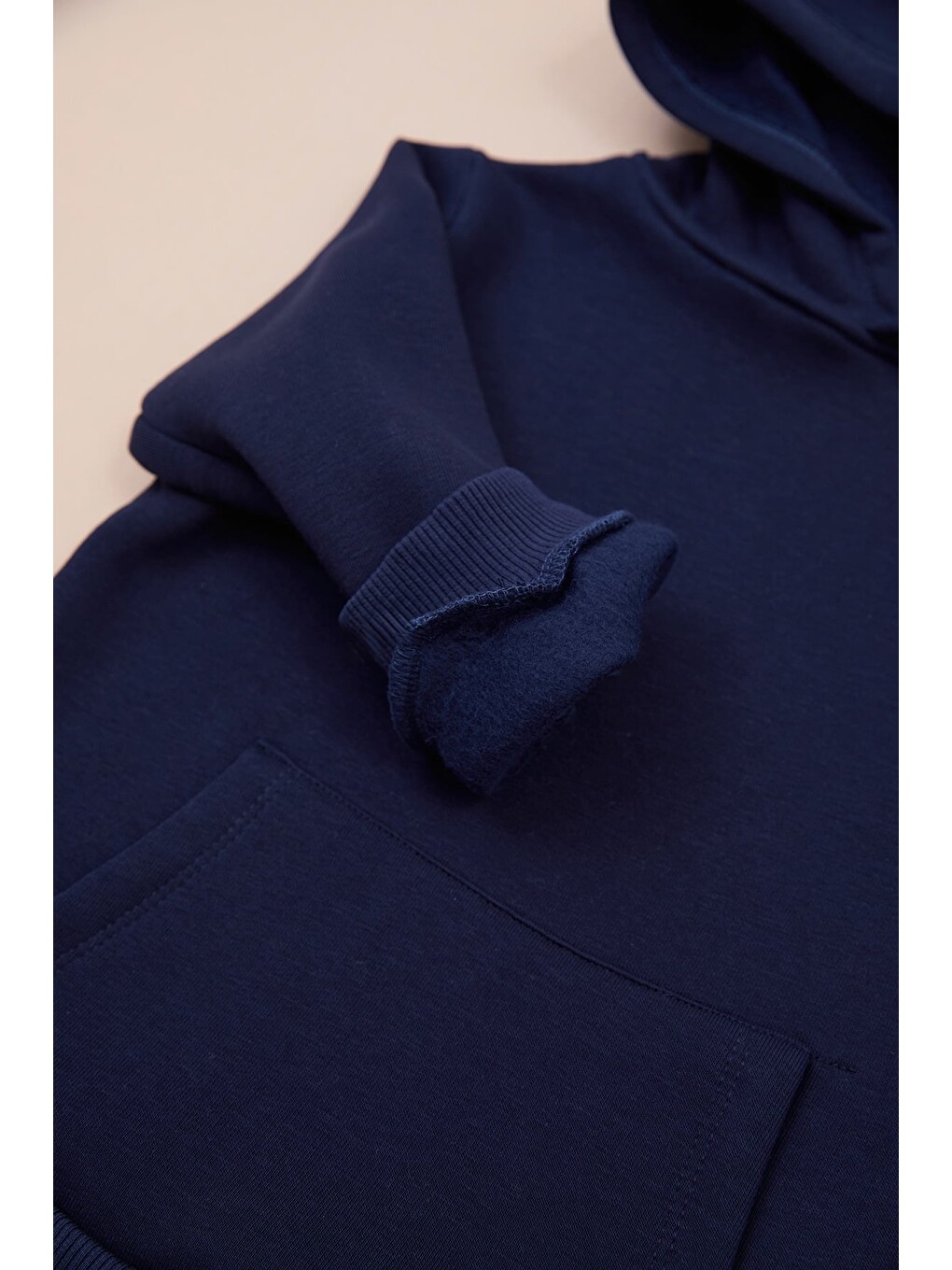 Lacivert 3 İplik Kanguru Cepli Kapüşonlu Unisex Çocuk Sweatshirt-1