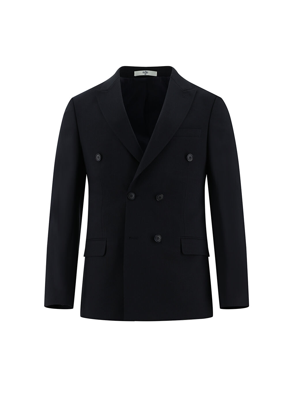 Lacivert Super Slim Fit Ekstra Dar Kesim Yünlü Kruvaze Takım Elbise-1