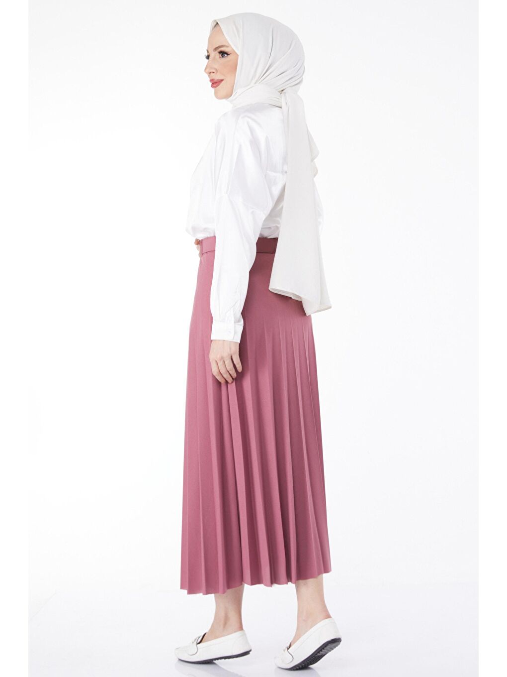 Orta Kadın Pembe Kemerli Etek - 23026-4
