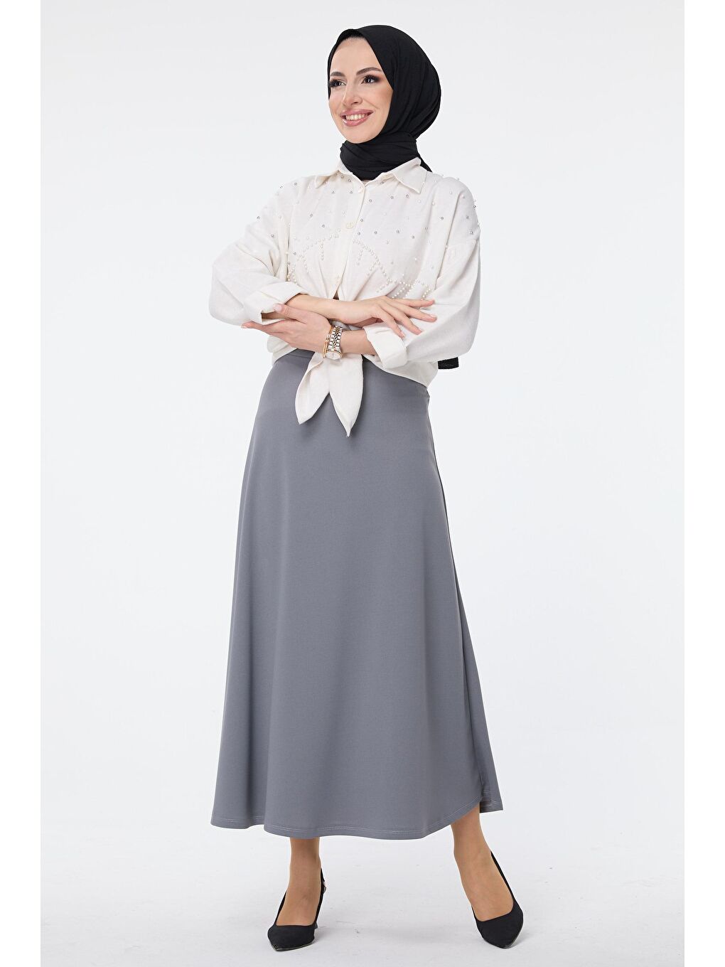 Orta Kadın Gri Etek - 23643-1
