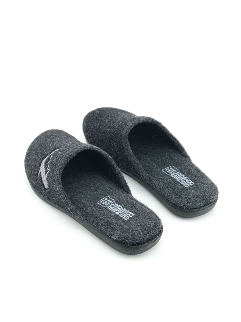 Antrasit Erkek Kışlık Keçe Çıkarılabilir Cırt Cırtlı İç Taban Rahat Ev Bahçe Terlik-3