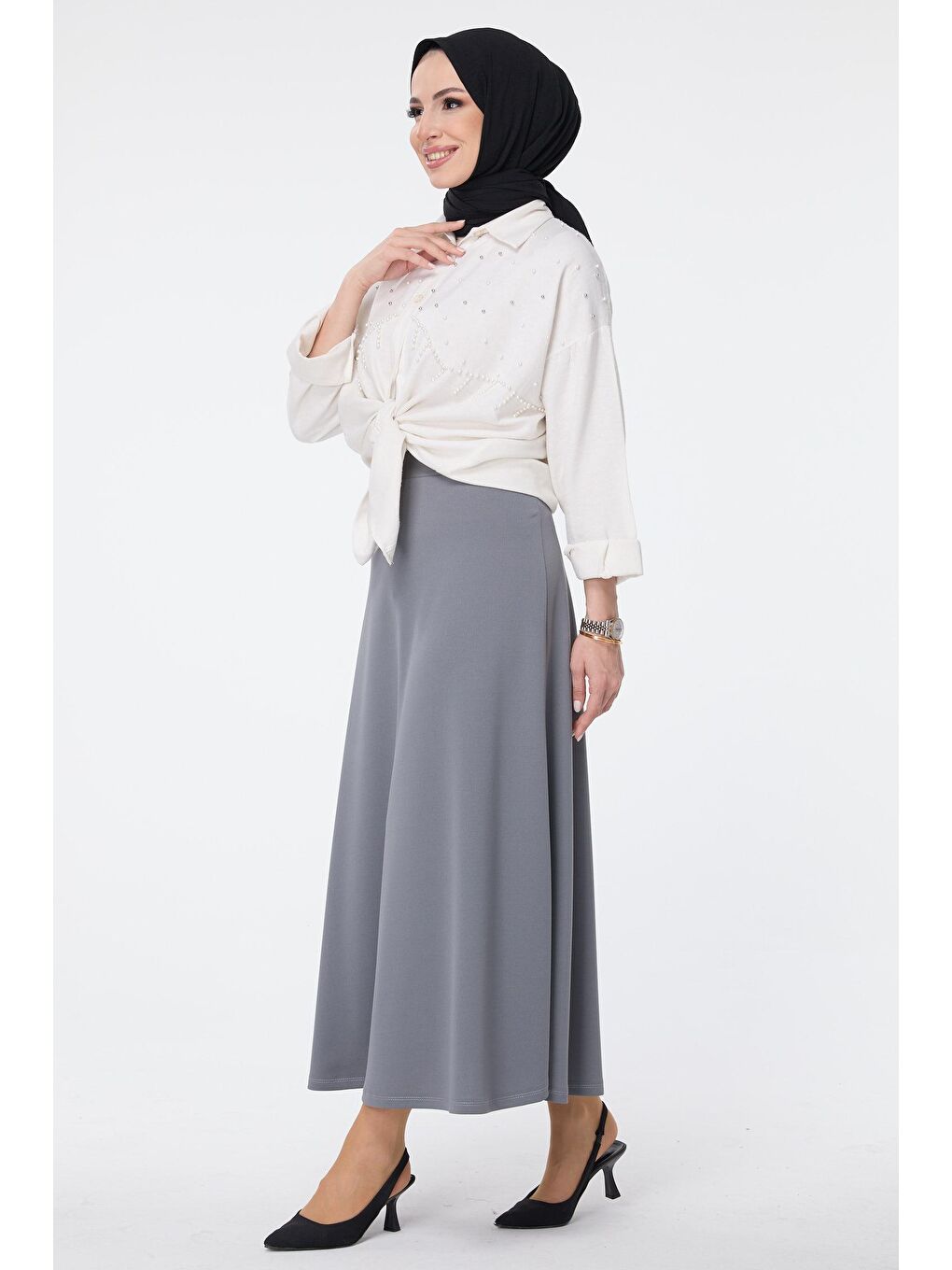 Orta Kadın Gri Etek - 23643-2